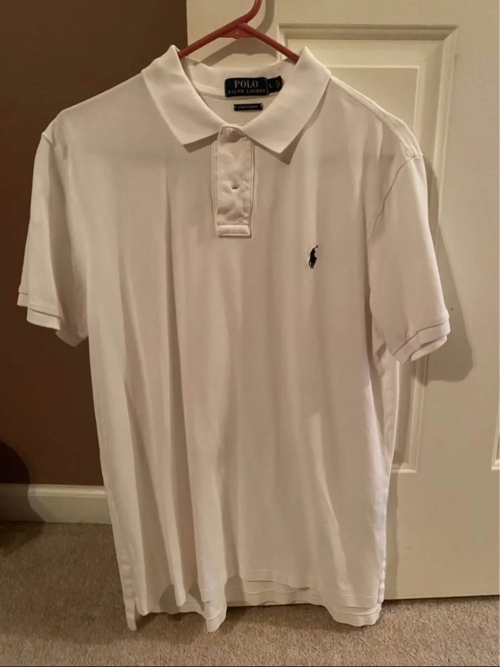 Ralph Lauren White Polo Shirt with Navy Pony